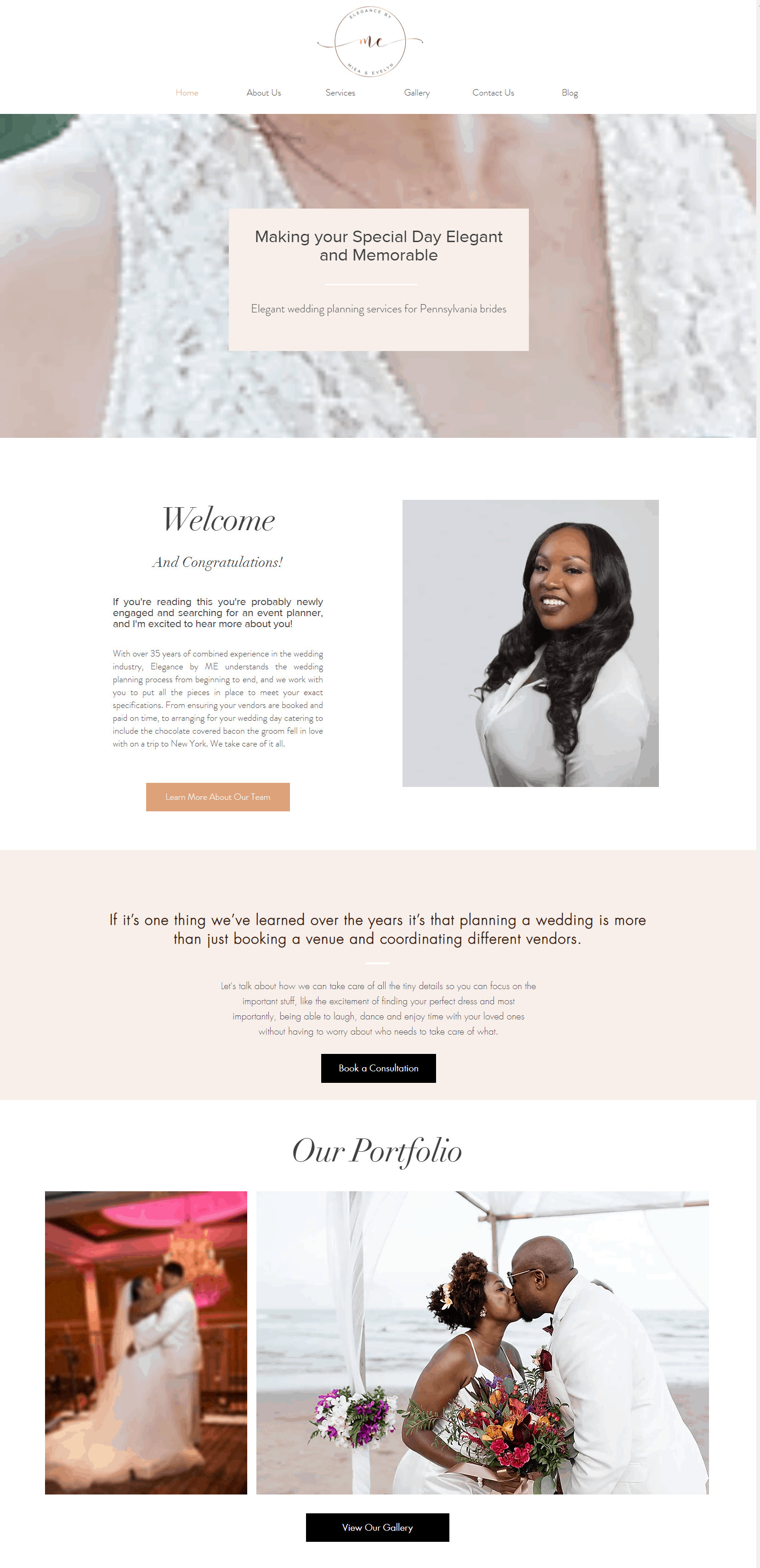 elegance by ME website design AFTER