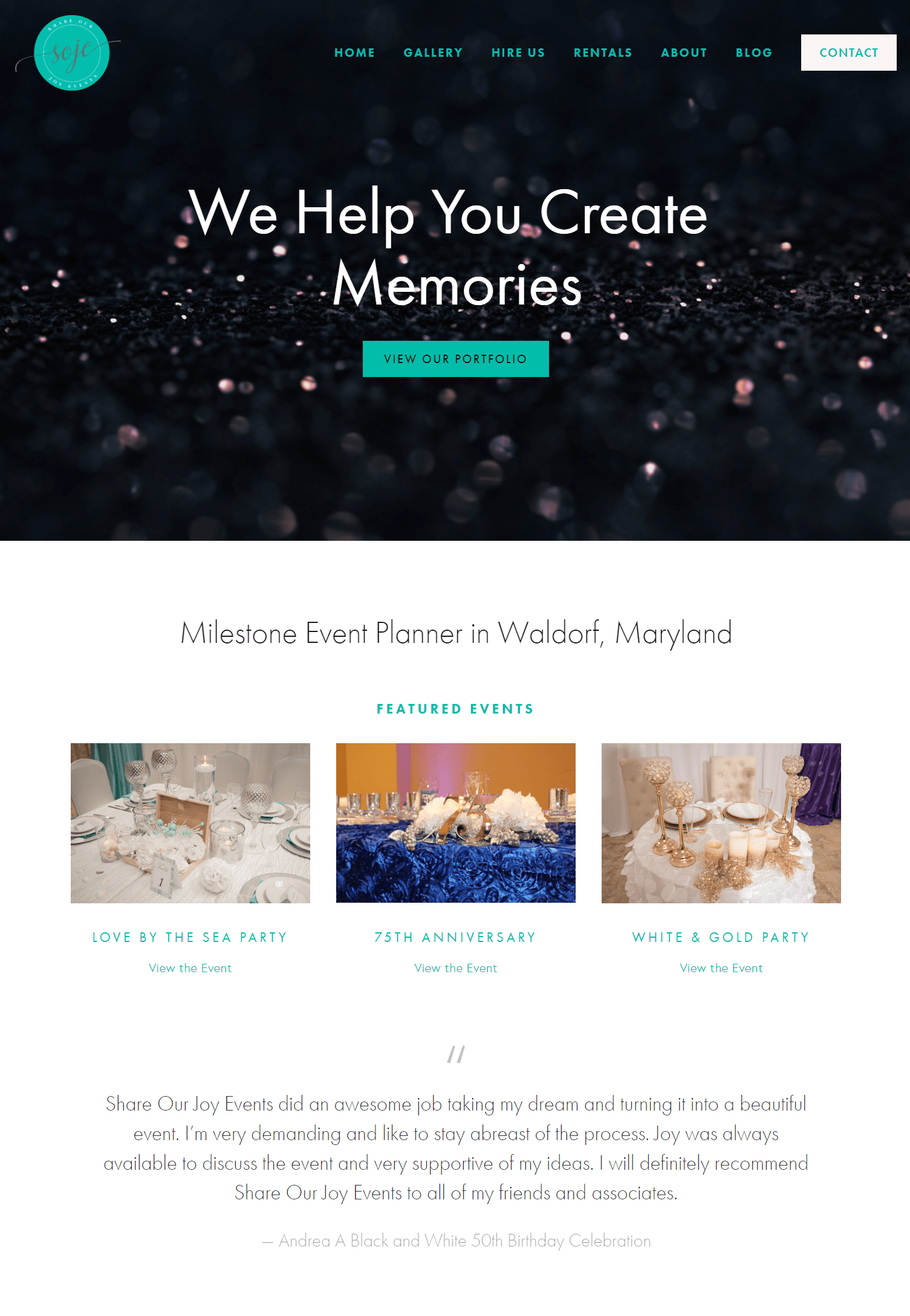 Website portfolio share our joy events